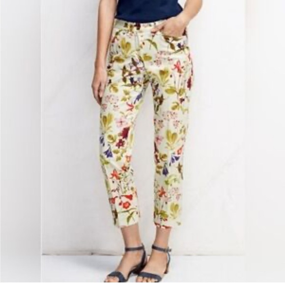 Lands' End Pants - Lands' End Floral Straight Leg Mid Rise Crop Pants Size 2